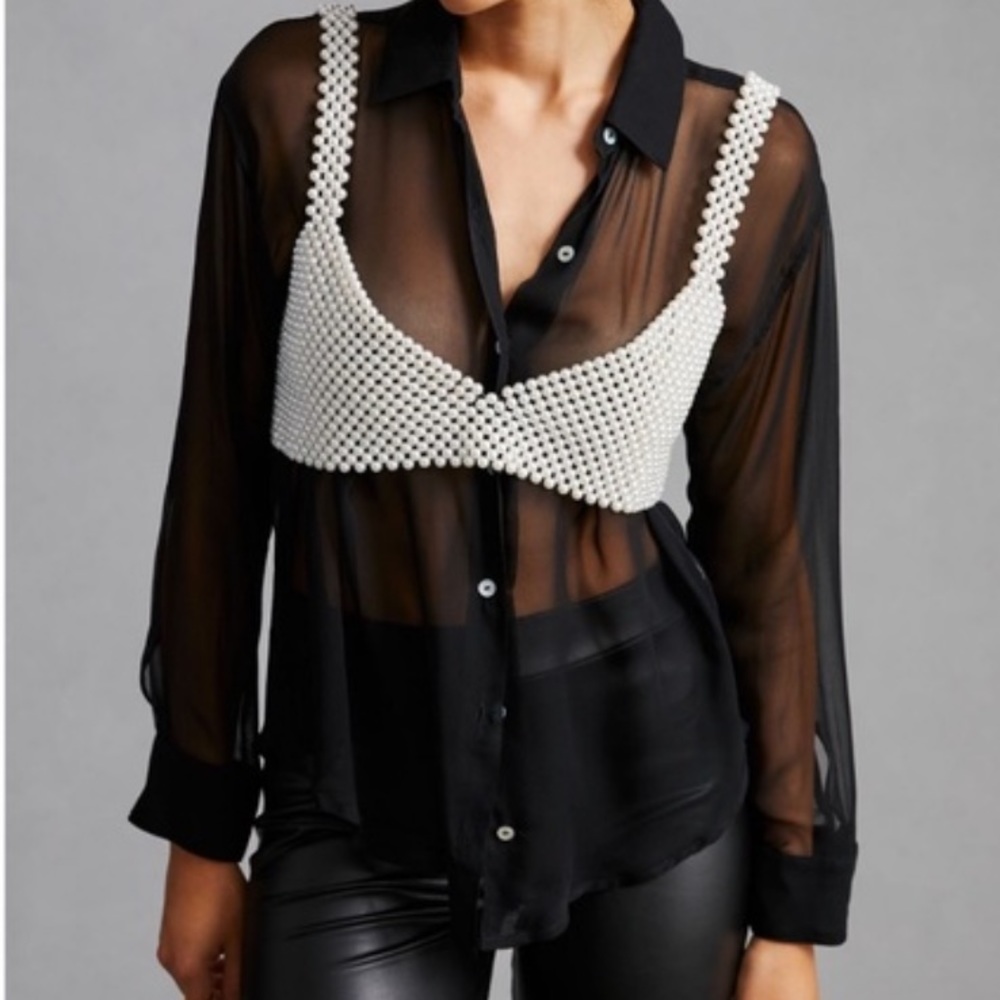 Anthropologie pearl bra top